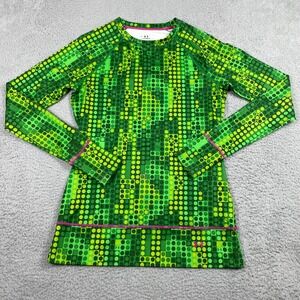 Under Armour ColdGear Base Layer Top Womens Medium Green Geometric Thumbhole